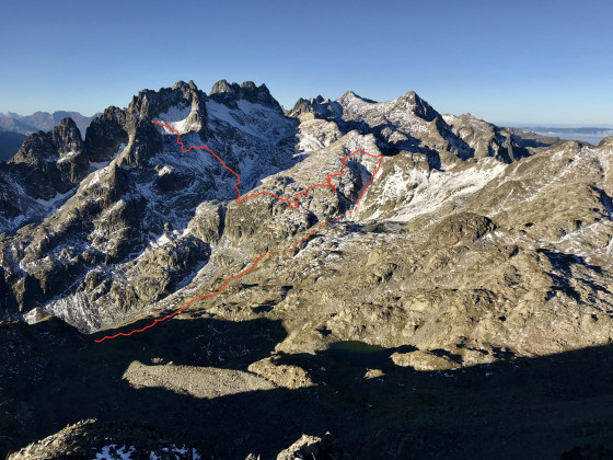 Itinéraire approximatif vu depuis la cime du Sambuis