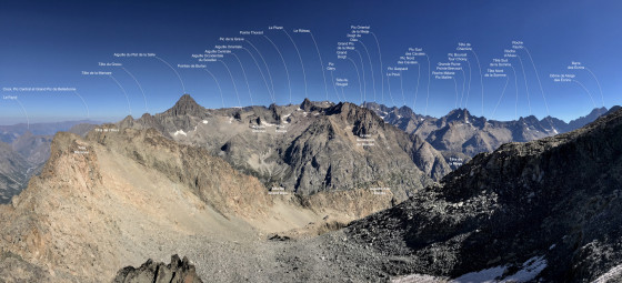 Panorama annoté au Nord depuis la Tête de Malacombe