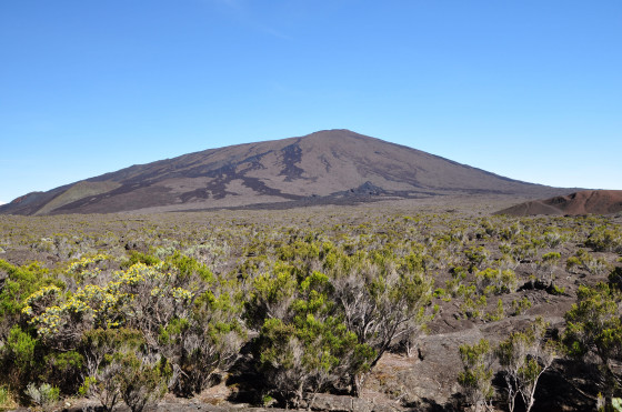 Vue sur le Piton de la Fournaise depuis l'Enclos Fouqué