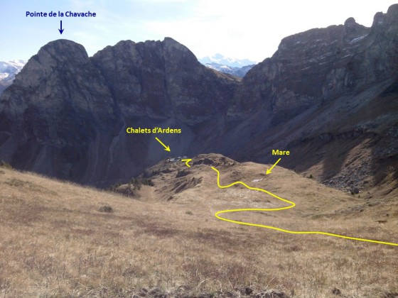 Pointe d'Ardens - Descente depuis le collet sur l'arête Sud-Ouest