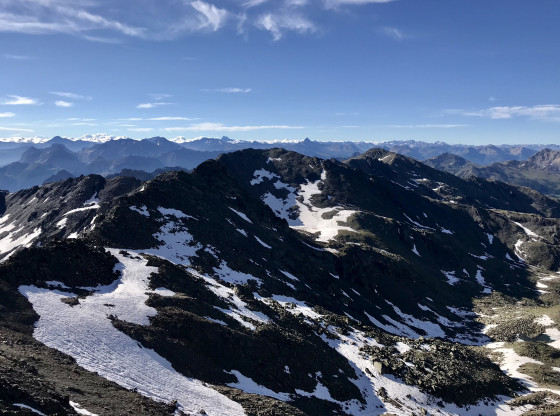 Repérage des petits lacs entre le Rocher de la Grande Tempête et le Pic du Lac Blanc