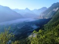 Lever de soleil sur la plaine de la Romanche et Bourg d'Oisans