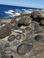 Paramoudras en bord de mer