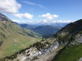 Vue depuis le belvédère vers le massif du Mont Blanc